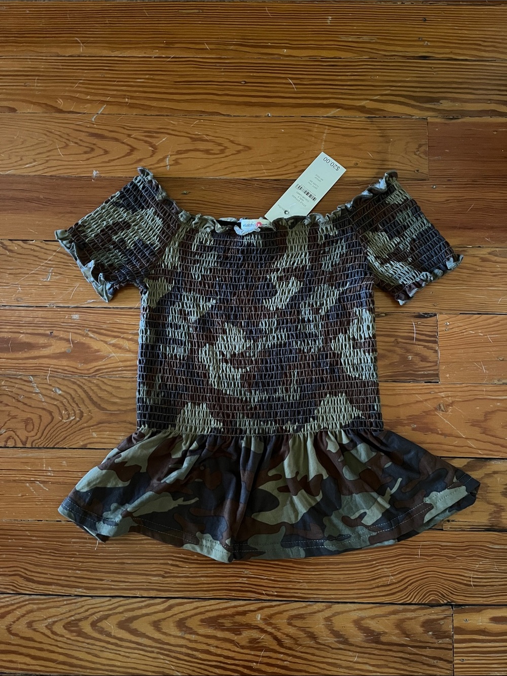 Wishful Park Elastic Smocked Shirt in Light Camouflage